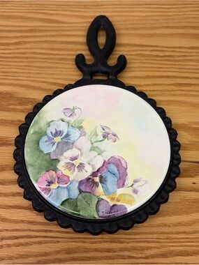 Mid State Hand Painted, Signed “Veltschy” Cast Iron Trivet